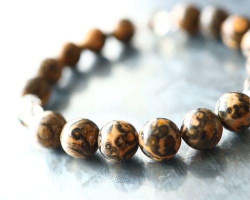 独創的なヒョウ柄☆…☆レオパードスキンジャスパー：10ミリ