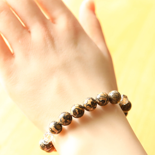 独創的なヒョウ柄☆…☆レオパードスキンジャスパー：10ミリ