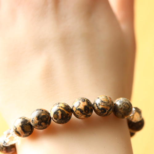 独創的なヒョウ柄☆…☆レオパードスキンジャスパー：10ミリ