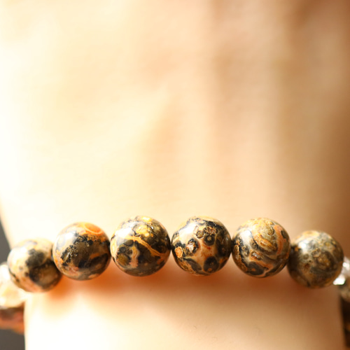 独創的なヒョウ柄☆…☆レオパードスキンジャスパー：10ミリ