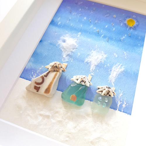 雪月夜のあたたかな家〉シーグラスアート その他アート moon 通販