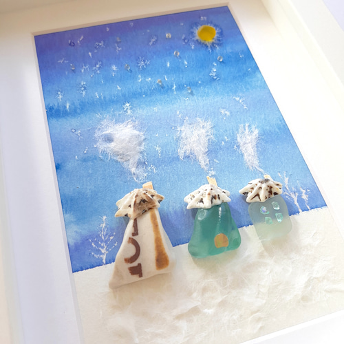 ＊氷の国の夜＊シーグラスアート 氷の国の夜＊シーグラスアート 氷の国の夜＊シーグラスアート