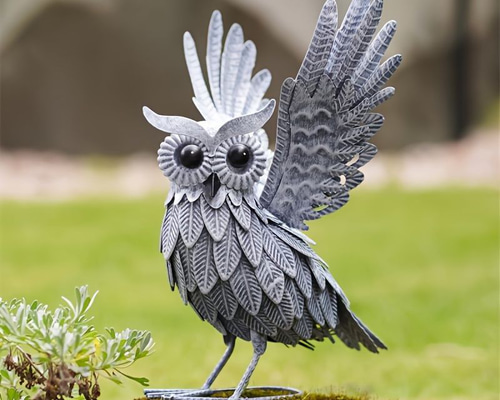 ガーデン オブジェ フクロウ メタル感 アールデコ おしゃれ