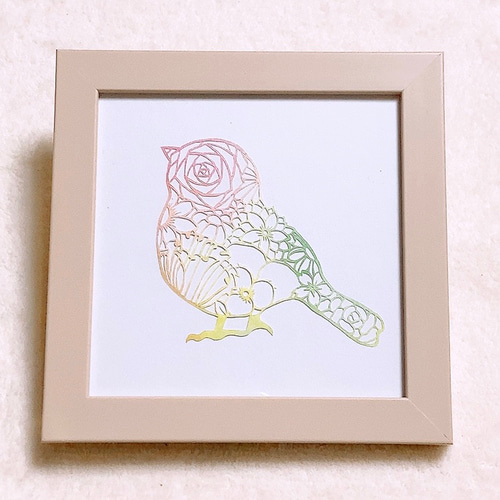 切り絵】花鳥(小鳥) 切り絵 ふわコロ《紗紀》 通販 18675737｜Creema