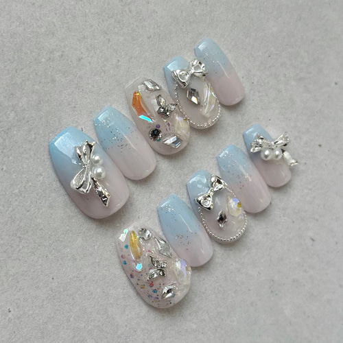 ネイルチップ 韓国ネイル ワンホンネイル グラデーションネイル - h-00