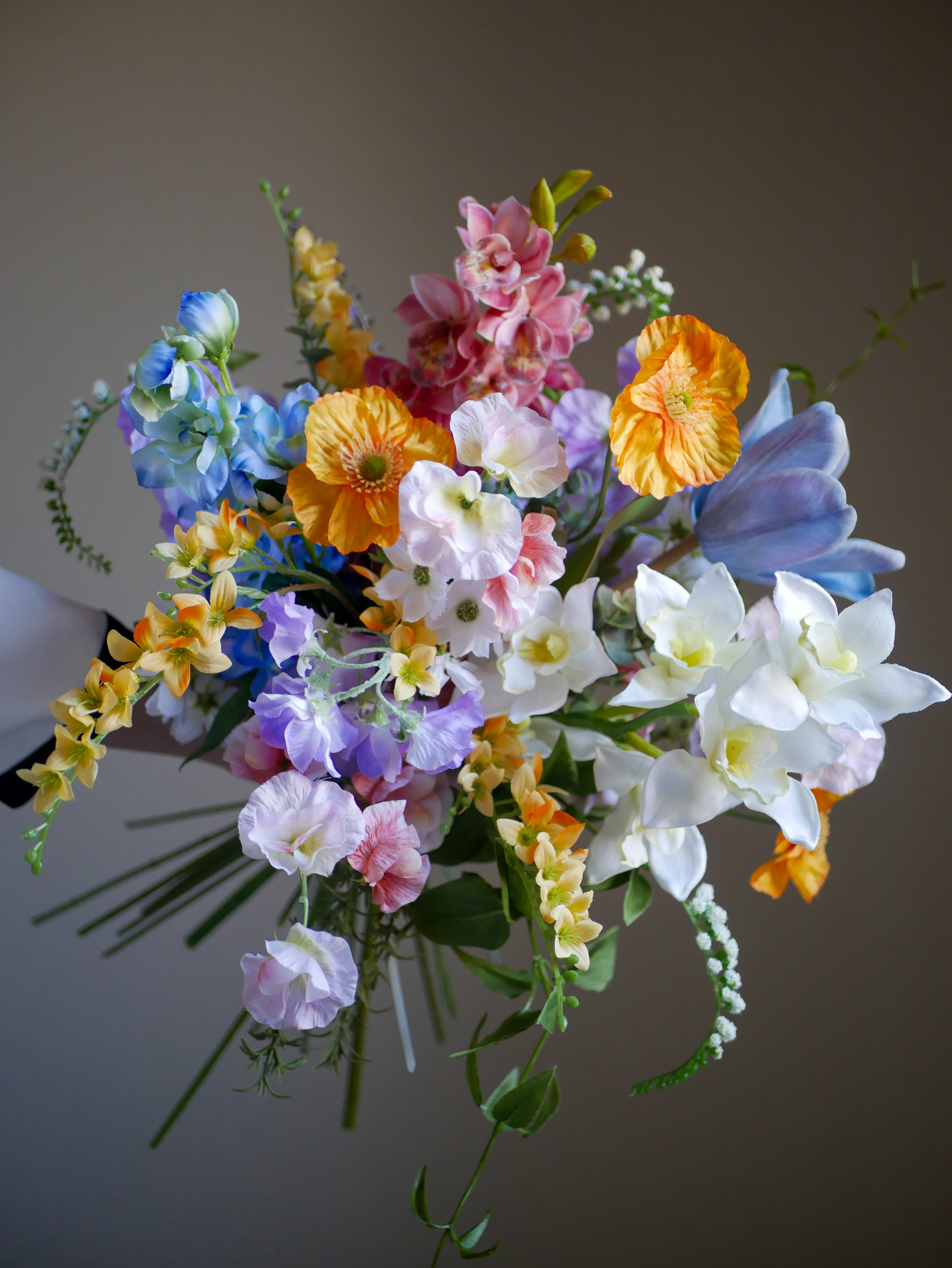 ウェディングブーケ　韓国ブーケ　カラフルブーケ　前撮り　造花ブーケ　アーティフィシャルフラワー