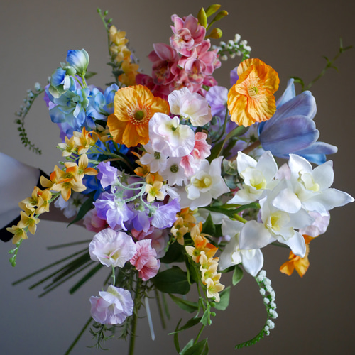 ウェディングブーケ 韓国ブーケ カラフルブーケ 前撮り 造花ブーケ