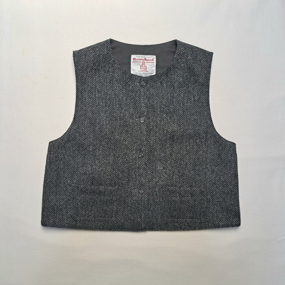 BLACK FRIDAY 20%OFF ハリスツイード ヘリンボーン柄 ラウンドカラー