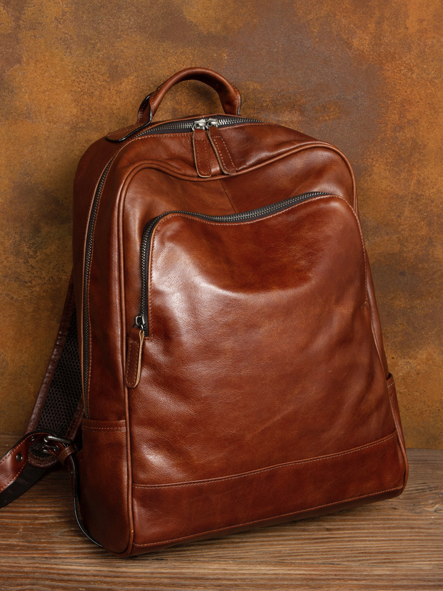 植物タンニン鞣し牛革リュック 大容量本革バックパック