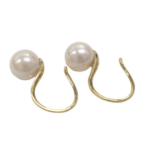 18金【大粒あこや真珠 フックピアス】イエローゴールド+パール K18刻印