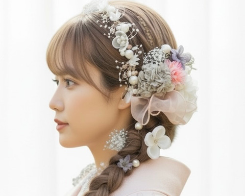 A112 パールカチューシャ 髪飾り 成人式 卒業式 袴 振袖 結婚式 ドライ