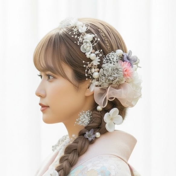 A112 パールカチューシャ 髪飾り 成人式 卒業式 袴 振袖 結婚式 ドライ
