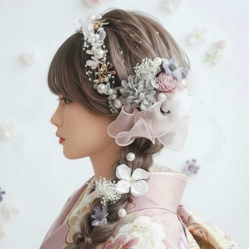 A112 パールカチューシャ 髪飾り 成人式 卒業式 袴 振袖 結婚式 ドライ