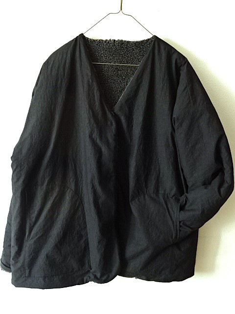 【受注制作】4色展開/コットンタイプライター×ボア　リバーシブルジャンパー