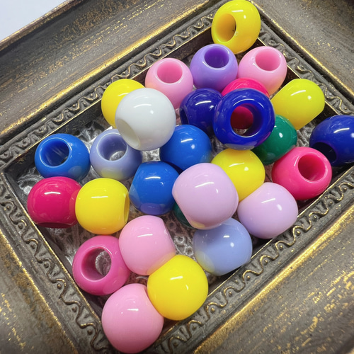 約13.5×11mm 30個】大穴アクリルビーズ アソート ビックホール