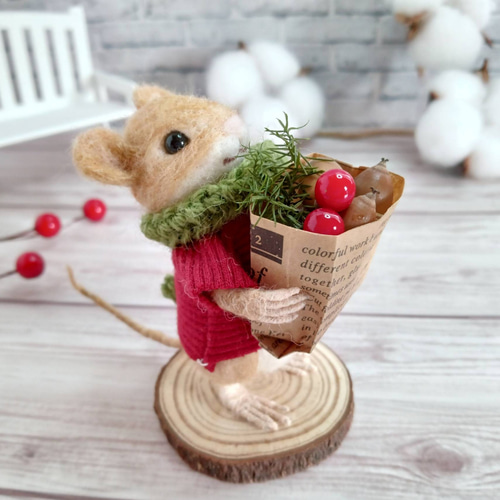 どんぐりを買いに行く日 ー小さな森の野ねずみの男の子ー 羊毛フェルト