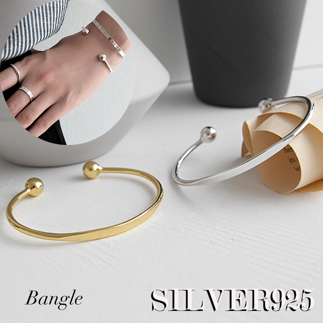 SILVER925-02 バングル シルバ−925 調整可能　巾着付  ジュエリー シルバー ゴールド 5,434円