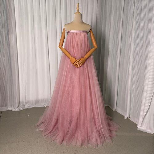 送料無料！オーバードレス 韓国風 ピンク キラキラグリッターチュール  