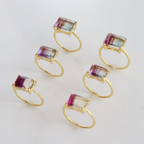 色彩を選べる1点物／ バイカラーフローライト リング＜天然石＞ 指輪