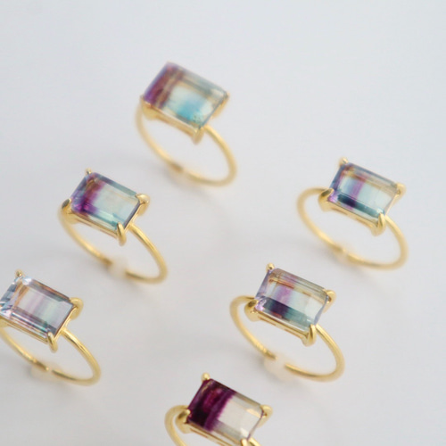 SALE shushujojo 天然石　バイカラー　フローライト　リング 色彩を選べる1点物／ バイカラーフローライト リング＜天然石