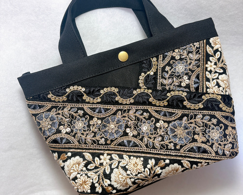 母の日ギフトにぴったり♪ 華やかインド刺繍リボンのトート