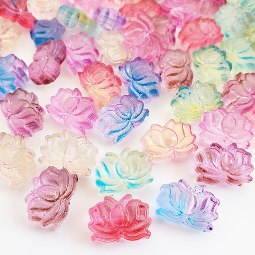 ビーズの造花 20個 アクリルビーズ 蓮 ハス 花 和風 中華 チャイナ シノワズリ