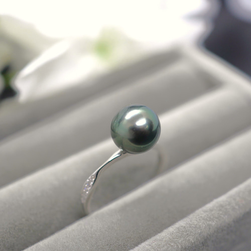 黒真珠（ブラックパール） シルバー925 天然リング（指輪） ジルコン