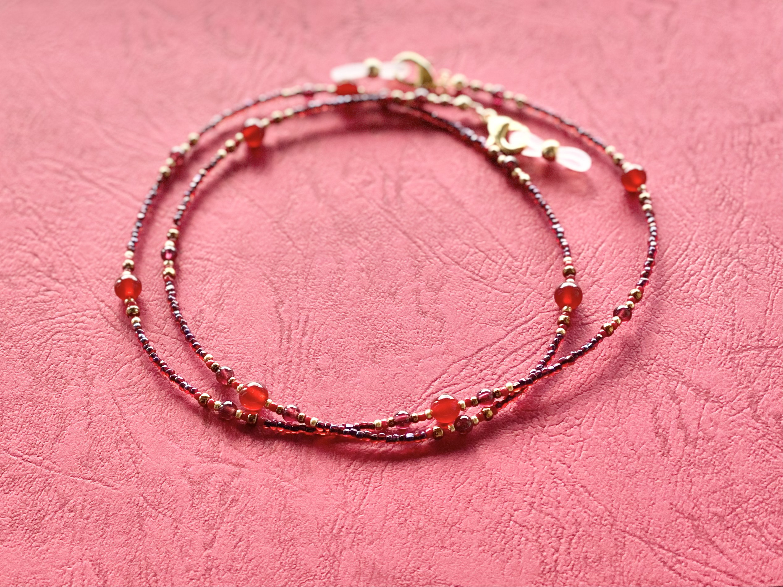 唐紅の宝石　ビーズのマスクストラップ／ネックレス／グラスコード　敬老の日