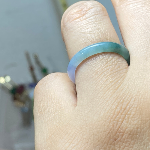 本翡翠、純天然A貨ラベンダーリング　〜12.5 本翡翠、純天然A貨ラベンダーリング 〜12.5 ラベンダー翡翠