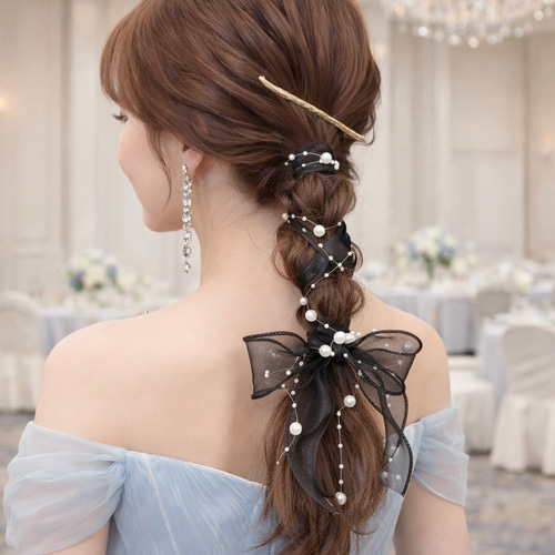 選べる ベロアリボン 2点➕ヘッドドレス セット/ 結婚式 卒業式 成人式