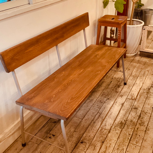 座面はw1200背中ありベンチ サンディーブラウン (アイアンフレーム