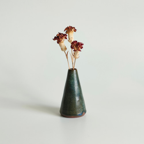 緑碧ミスト 一輪挿し フラワーベース 円錐形 花器 花瓶 FBR-0103 緑碧ミスト 一輪挿し フラワーベース 円錐形 花器 花瓶 FBR-0103