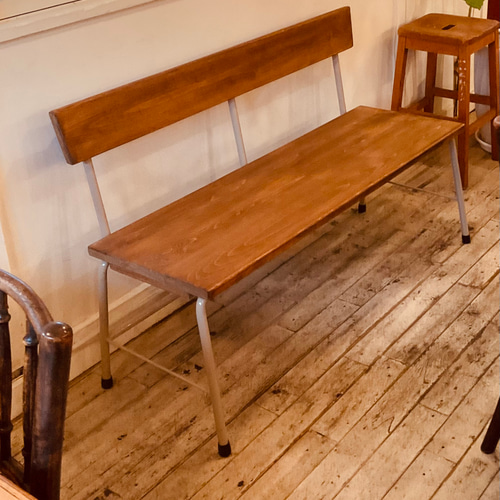 背中ありベンチ サンディーブラウン (アイアンフレーム ラテ色)鉄脚