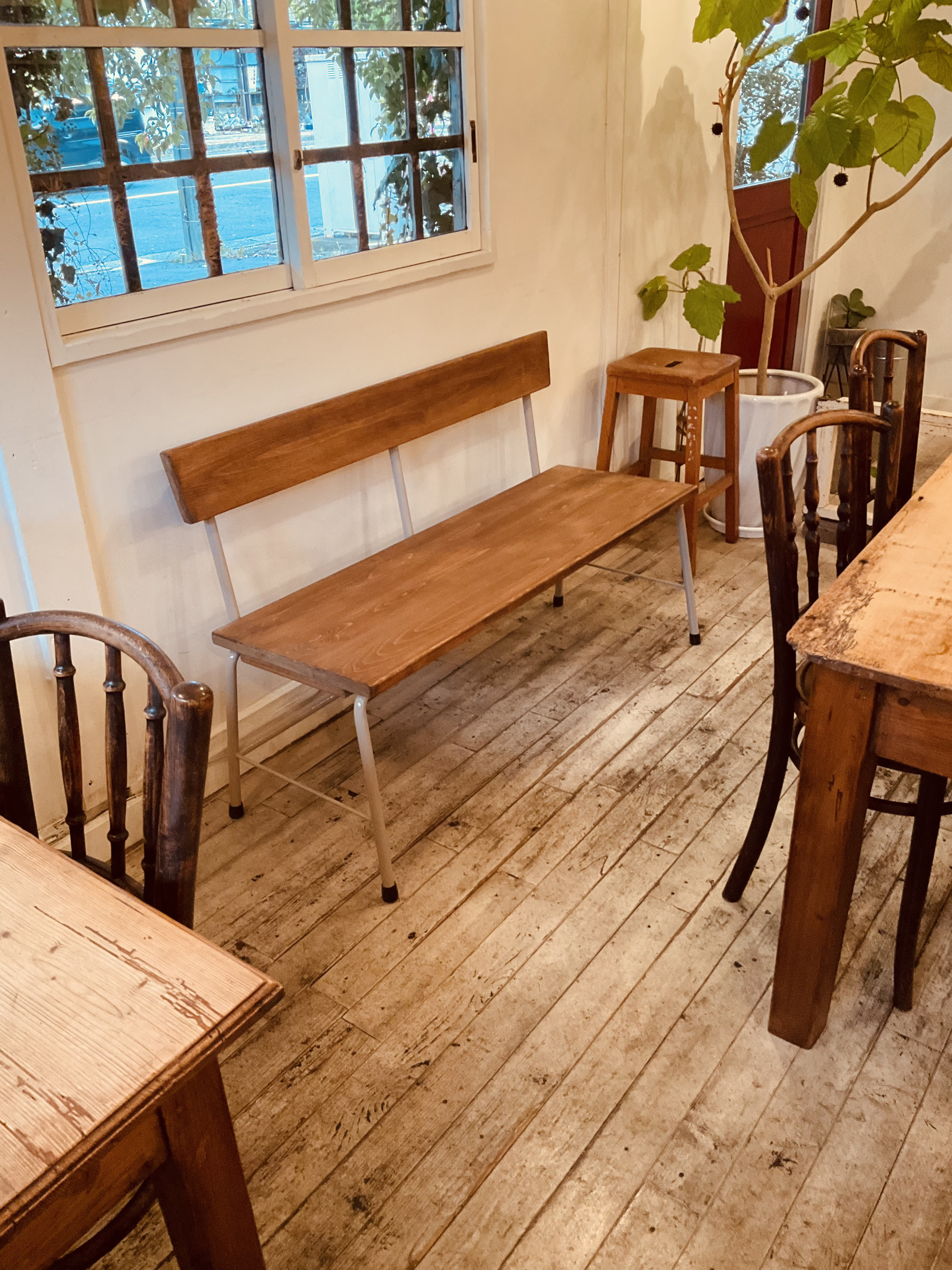 背中ありベンチ　サンディーブラウン　(アイアンフレーム　ラテ色)鉄脚アイアン　テーブル 用ベンチ椅子 23,430円