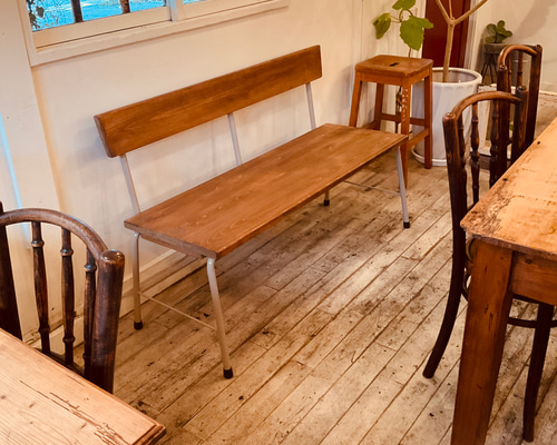 現品販売】アイアン ローテーブル 机 鉄脚 鉄 一枚板 ベンチ 茶 tab33