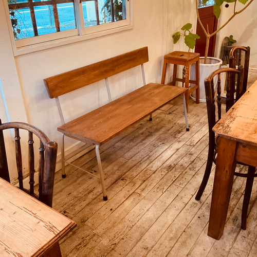 背中ありベンチ サンディーブラウン (アイアンフレーム ラテ色)鉄脚