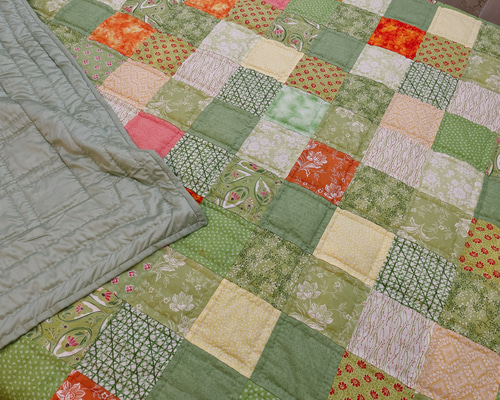ヴィンテージ　ハンドメイド　ニット　ブランケット　パッチワーク　ラグ 5d38d02ffe57f43faa20c854ec1ac4