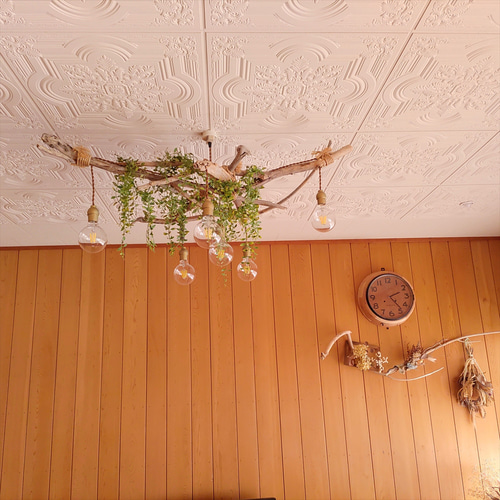 絡んだ流木のペンダントライト 6灯 明るい照明 12畳用 リビングライト