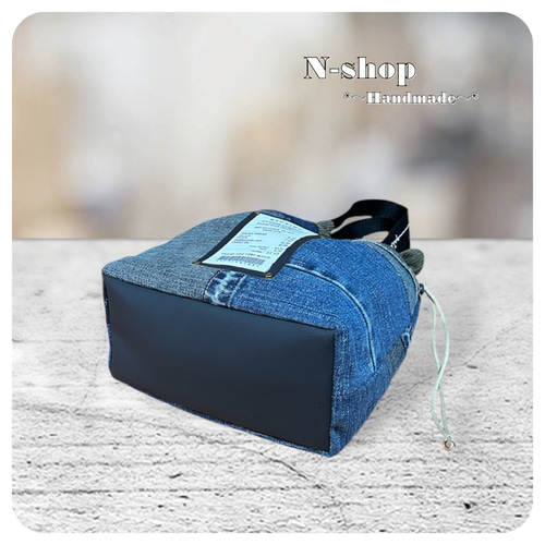 デニムリメイク*パッチワーク♪巾着バッグ❥ハンドメイド❥ 巾着バッグ