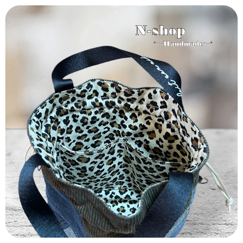 デニムリメイク*パッチワーク♪巾着バッグ❥ハンドメイド❥ 巾着バッグ