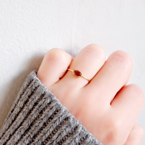 期間限定価格◇天然石スモーキークォーツ 爪留め華奢リング 指輪 指輪