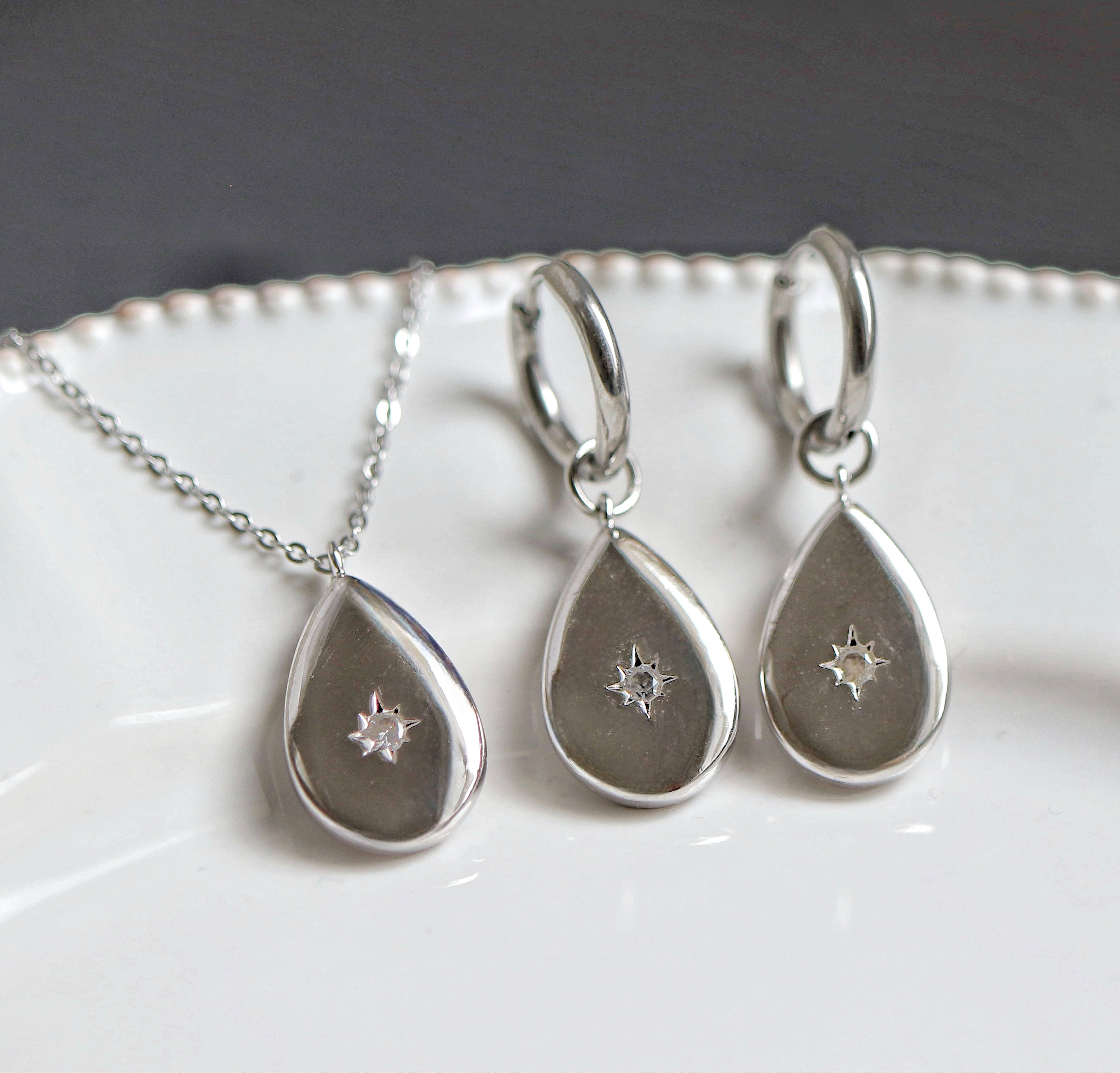 ２点セット・2wayピアス＋ネックレス(シルバー)