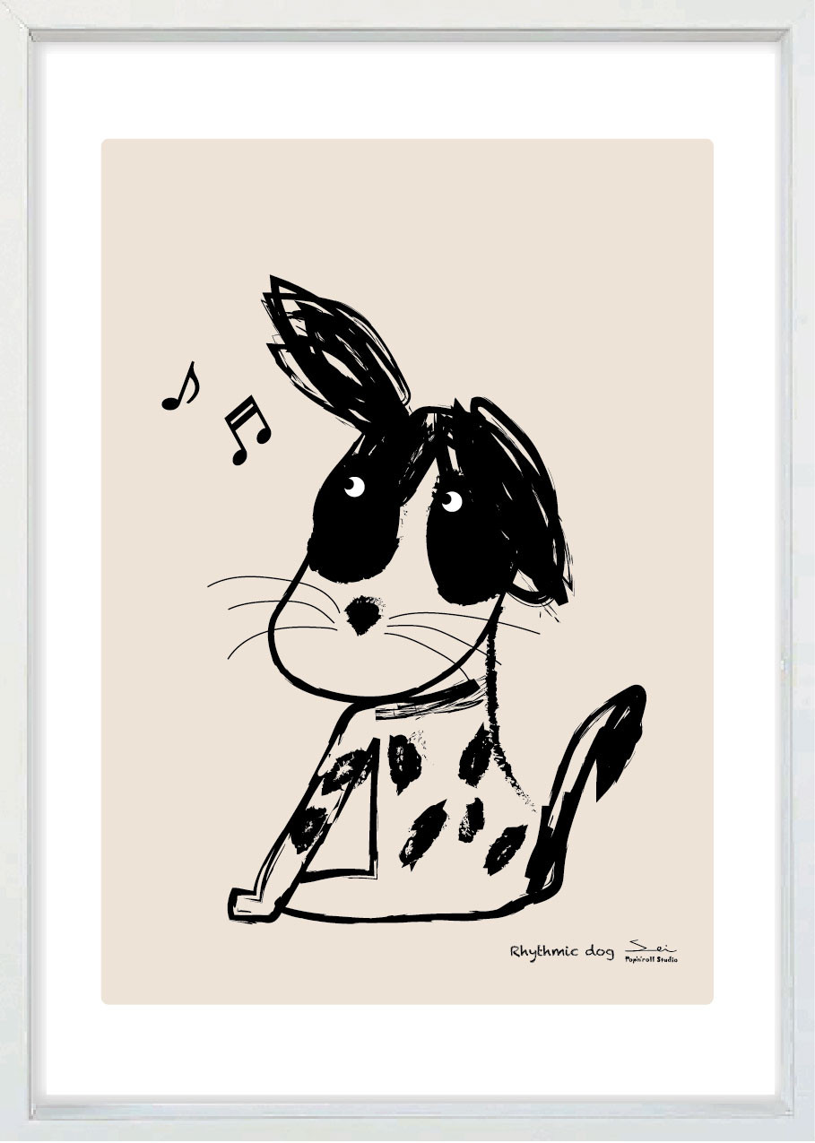 リズム　犬　お気に入り8000件突破　イラスト　ポスター　A4 A3 A2 A1　アート  　アートポスター　3128