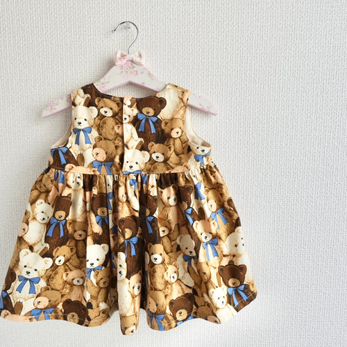 ぎゅうぎゅう♡テディベアワンピ 80 可愛い くまさん 女の子
