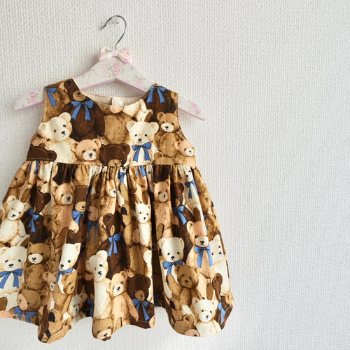 ぎゅうぎゅう♡テディベアワンピ 80 可愛い くまさん 女の子
