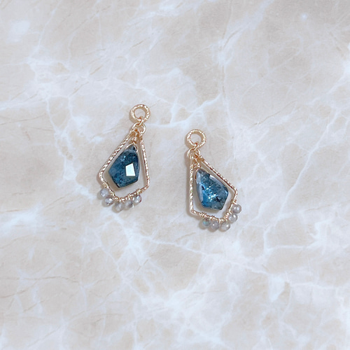 mur-】14KGF モスカイヤナイト 天然石 フレーム ピアス・イヤリング