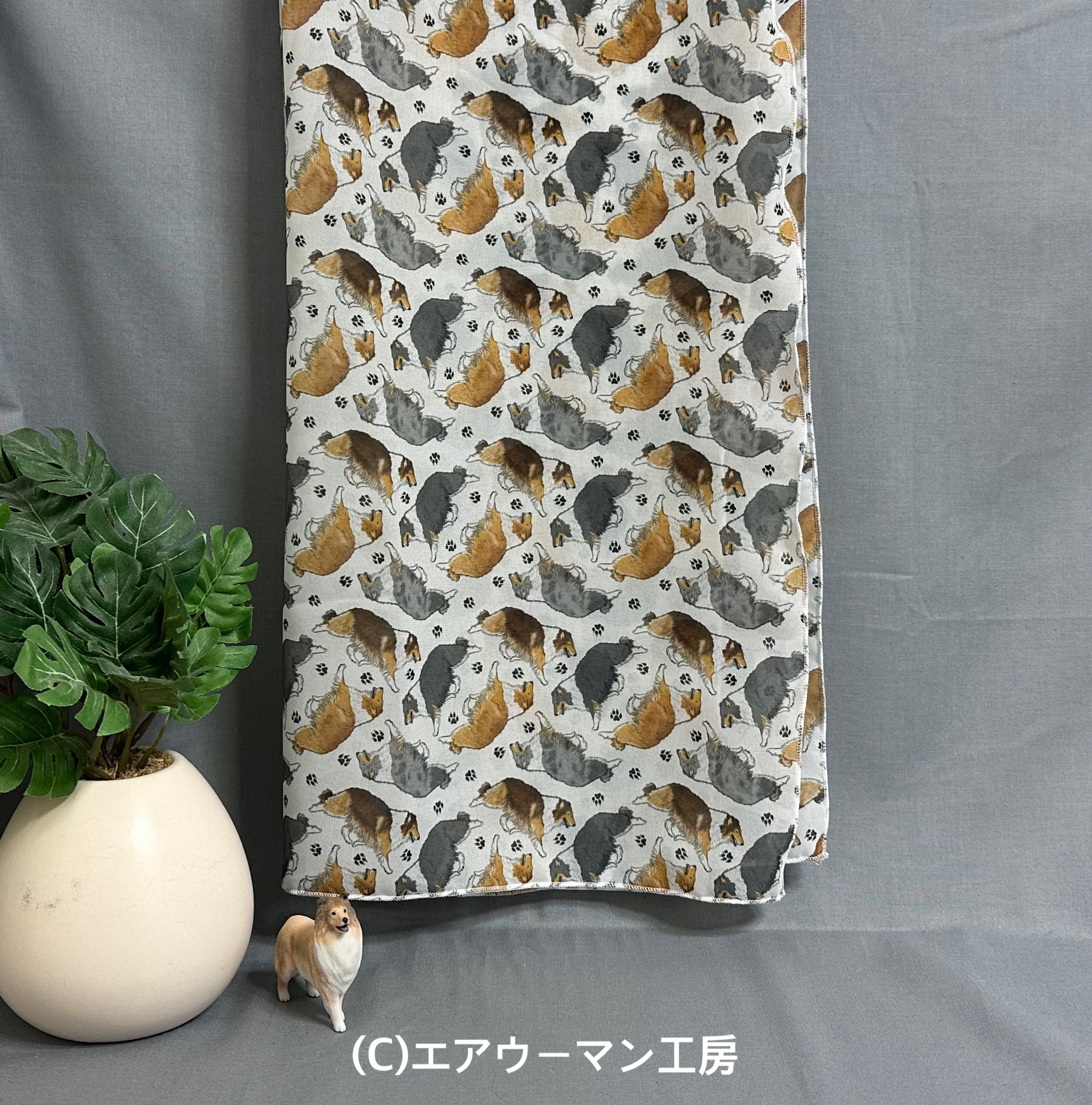 ラフコリー柄の輸入シフォン・ジョーゼットで作ったストール