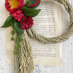 送料無料【お正月２０２５】お正月飾り　「椿の豊作しめ縄飾り」 3枚目の画像