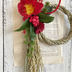 送料無料【お正月２０２５】お正月飾り　「椿の豊作しめ縄飾り」 2枚目の画像