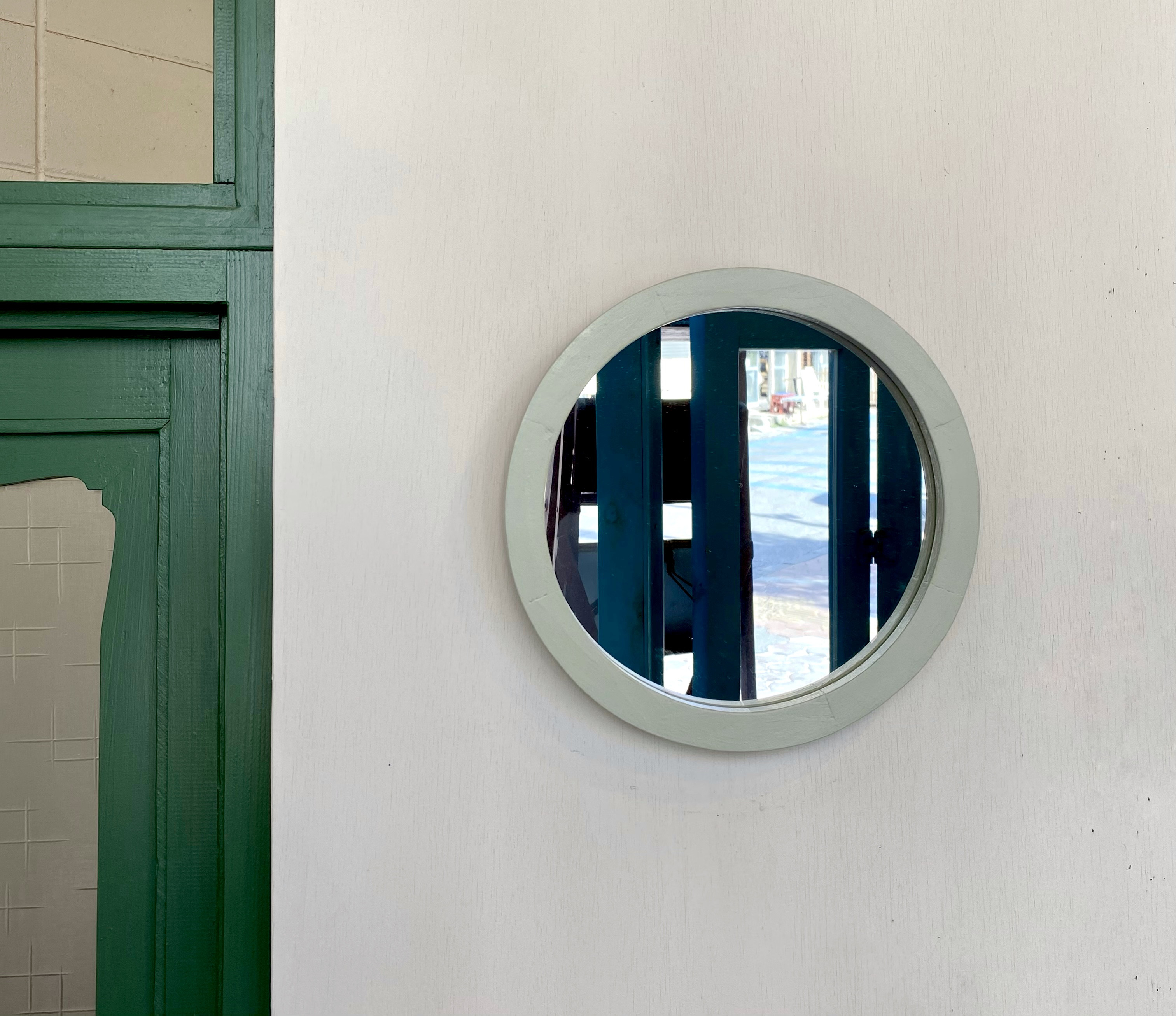 『Line circle mirror の抜け殻ミラー』アンティークホワイト　size260